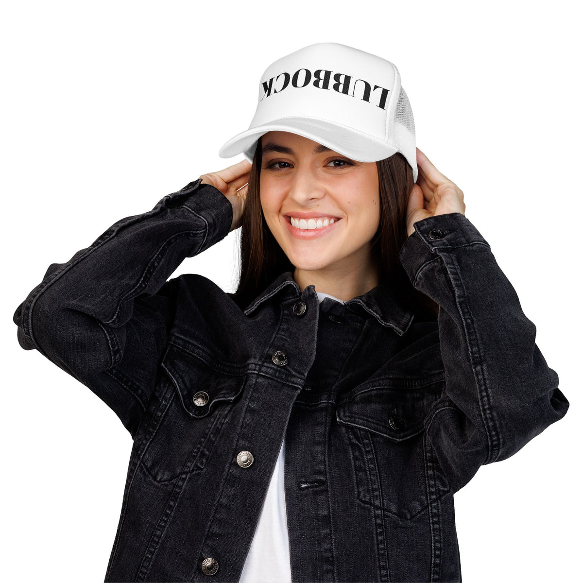 Reversible 'LUBBOCK' Embroidered Trucker Hat