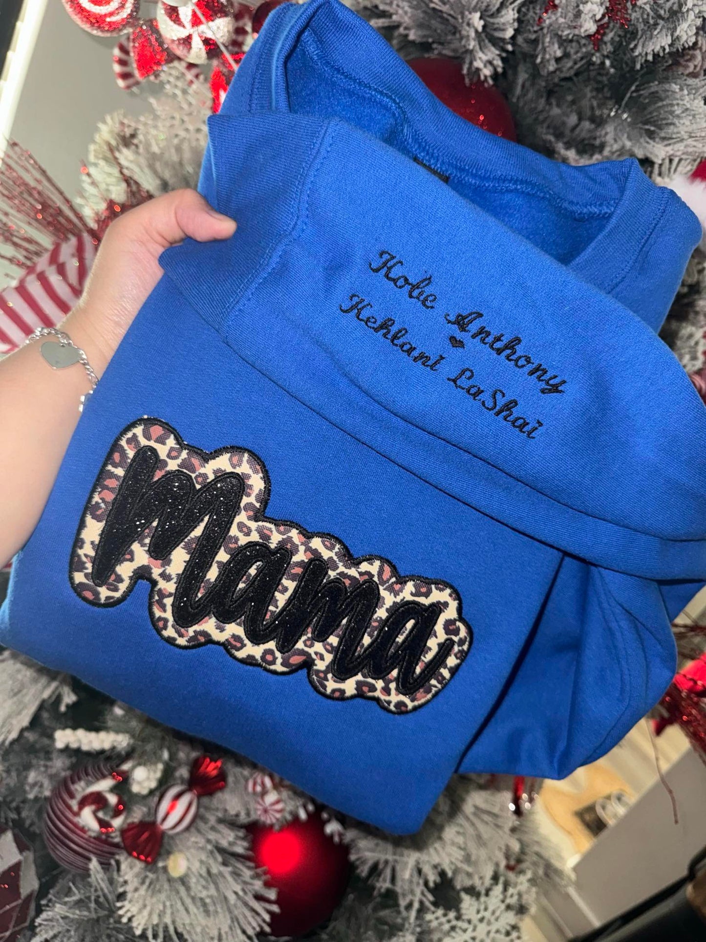 Double Applique Embroidered Crewneck