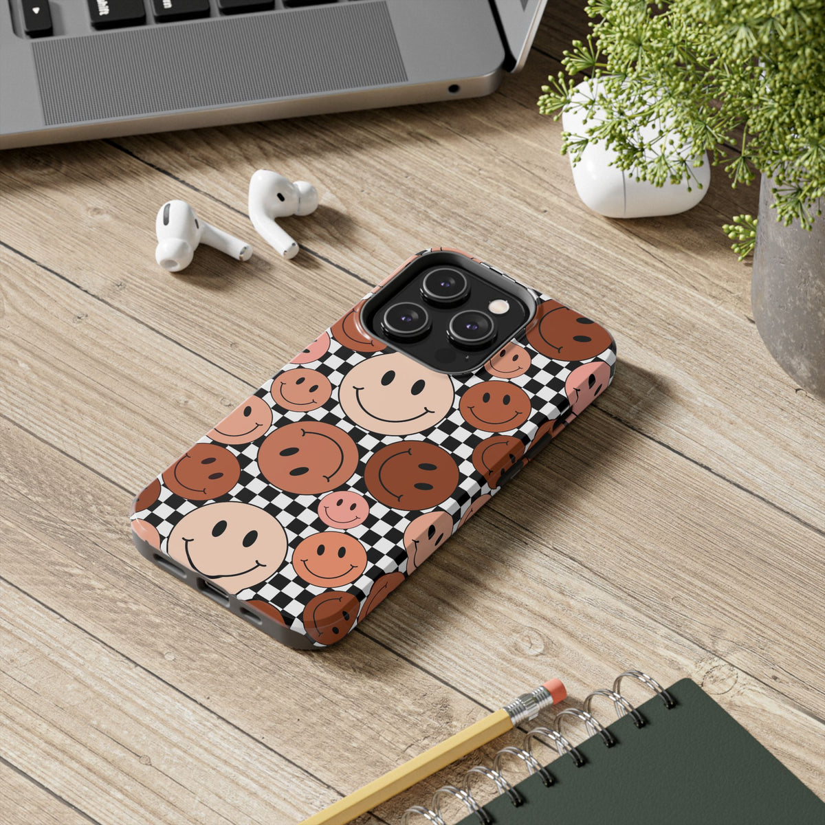 Checkered smiley Phone Cases