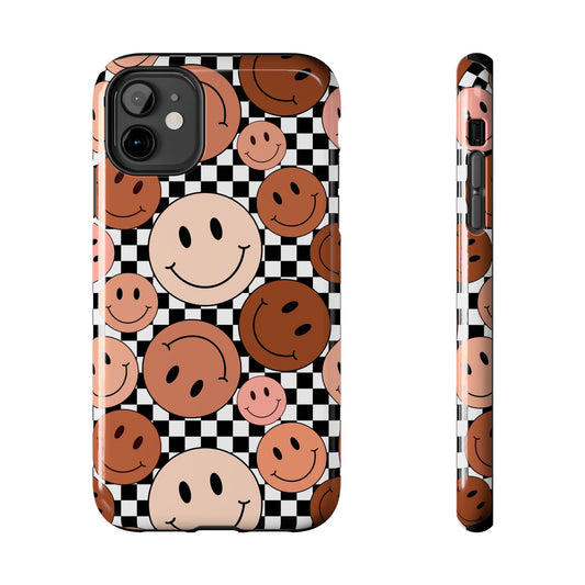 Checkered smiley Phone Cases