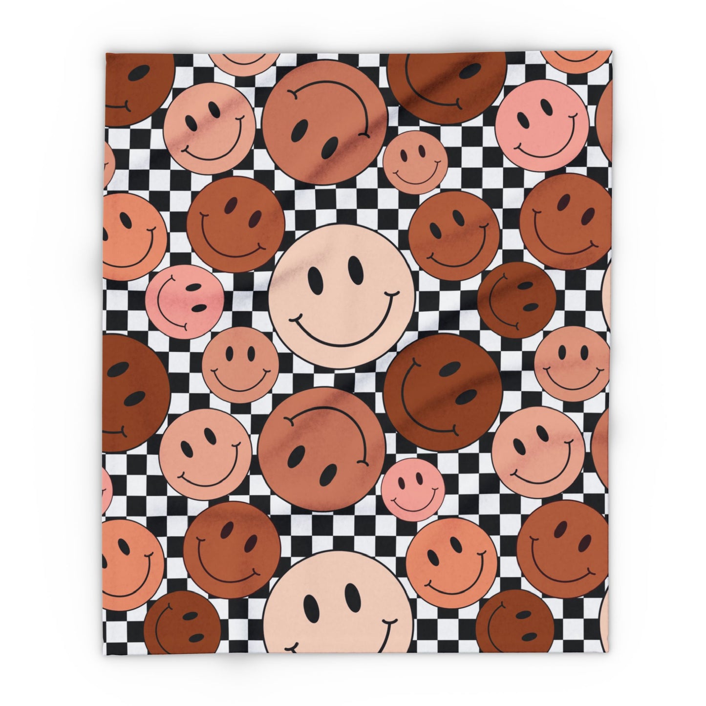 Checkered Smiley Faces Throw