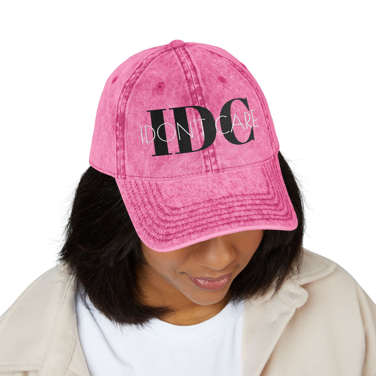 Vintage Embroidered 'I Don't Care' Hat