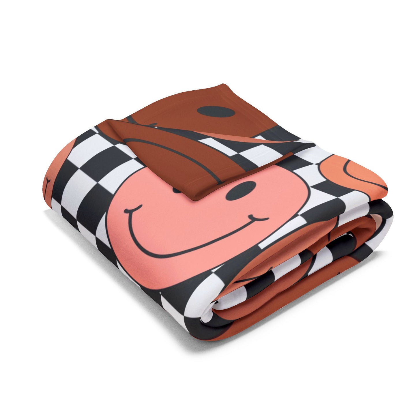 Checkered Smiley Faces Throw