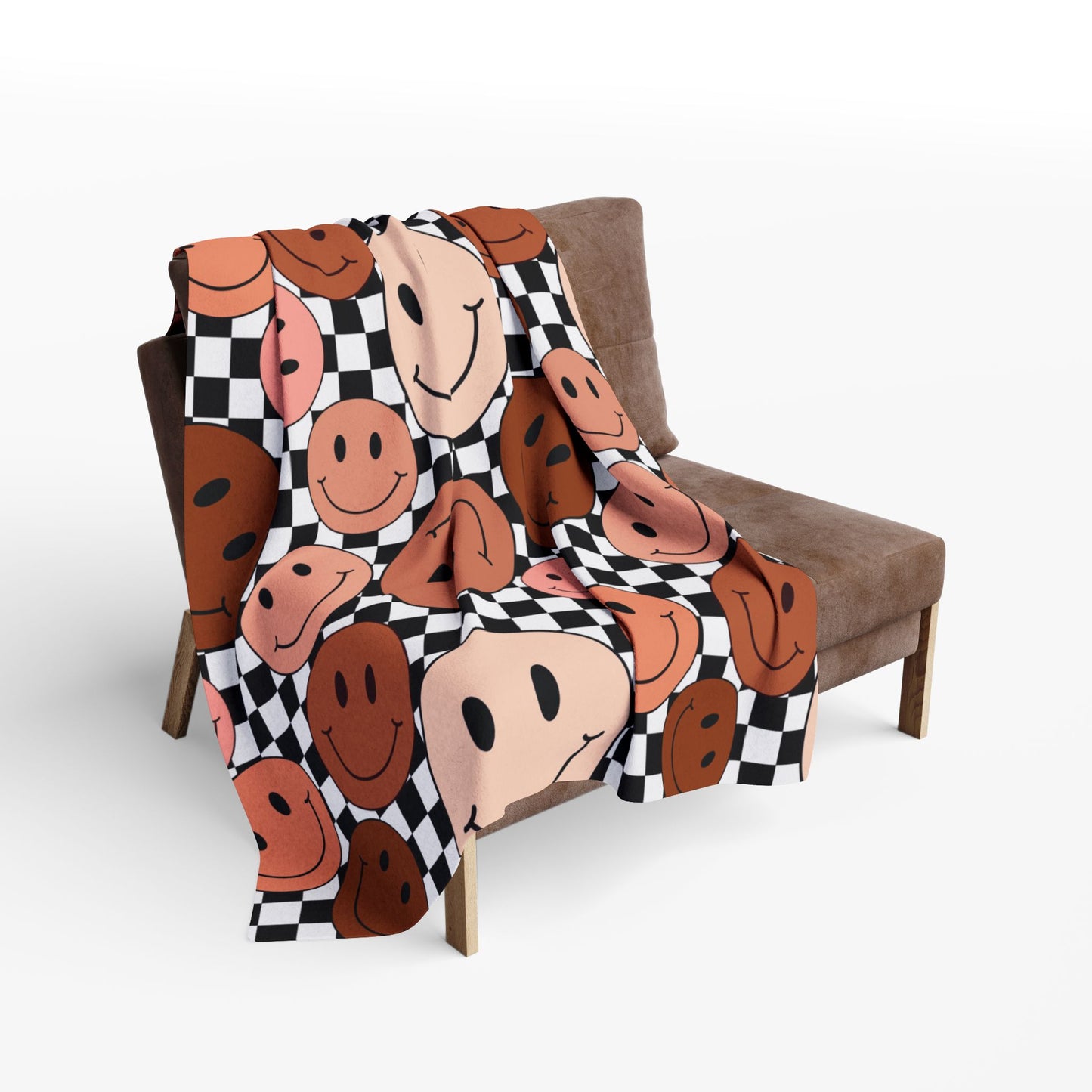 Checkered Smiley Faces Throw