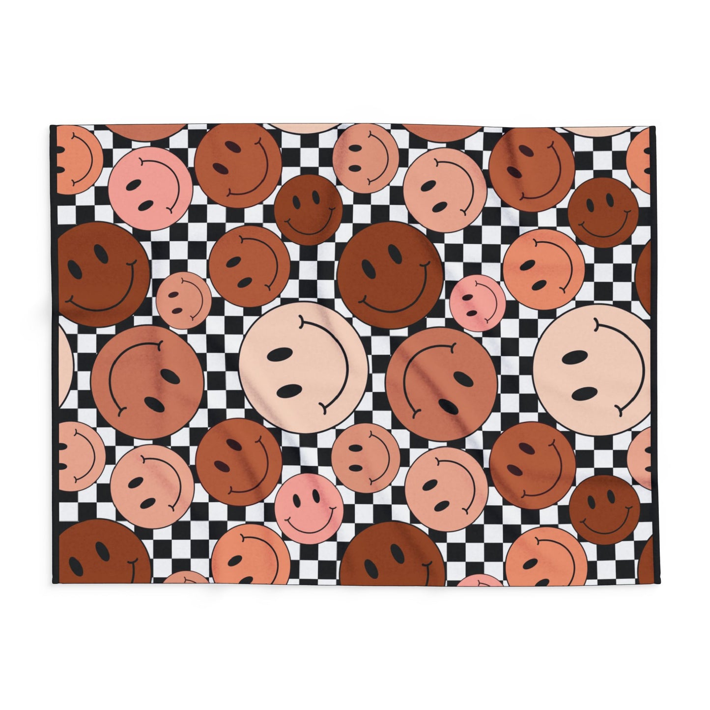 Checkered Smiley Faces Throw