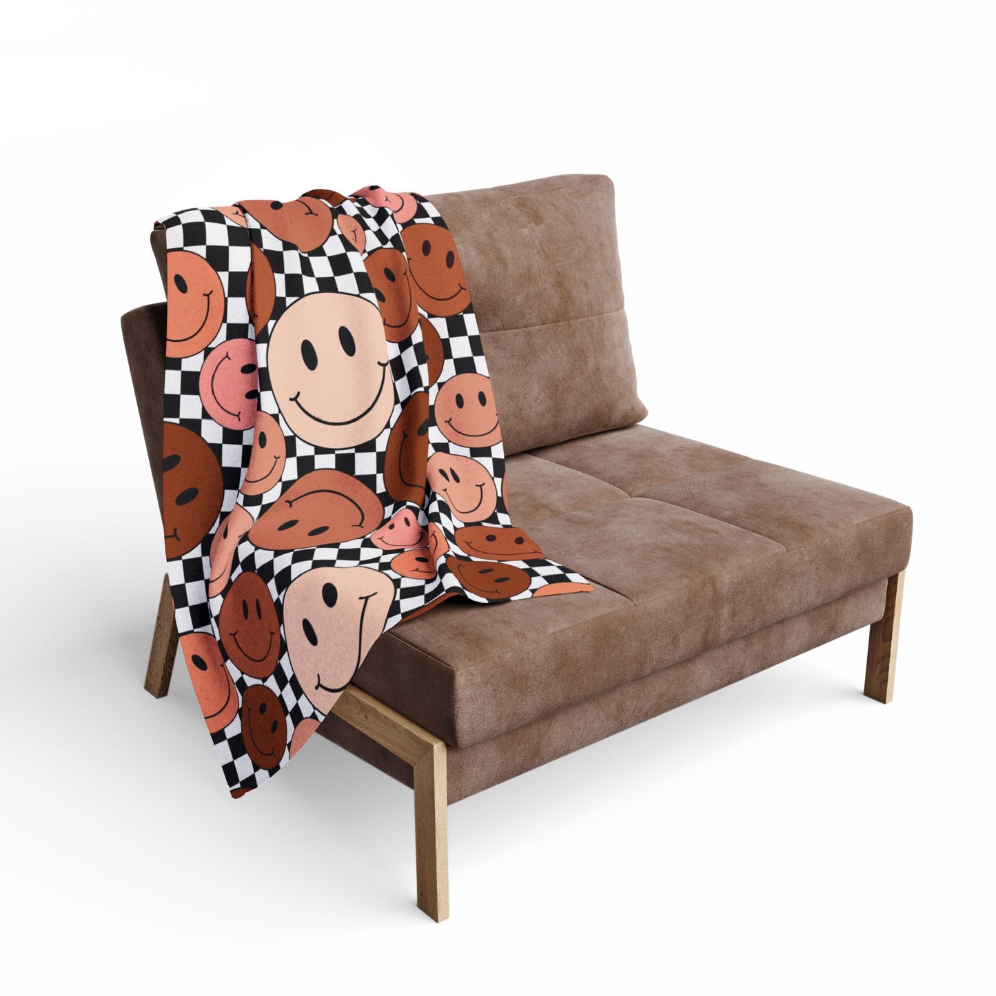 Checkered Smiley Faces Throw