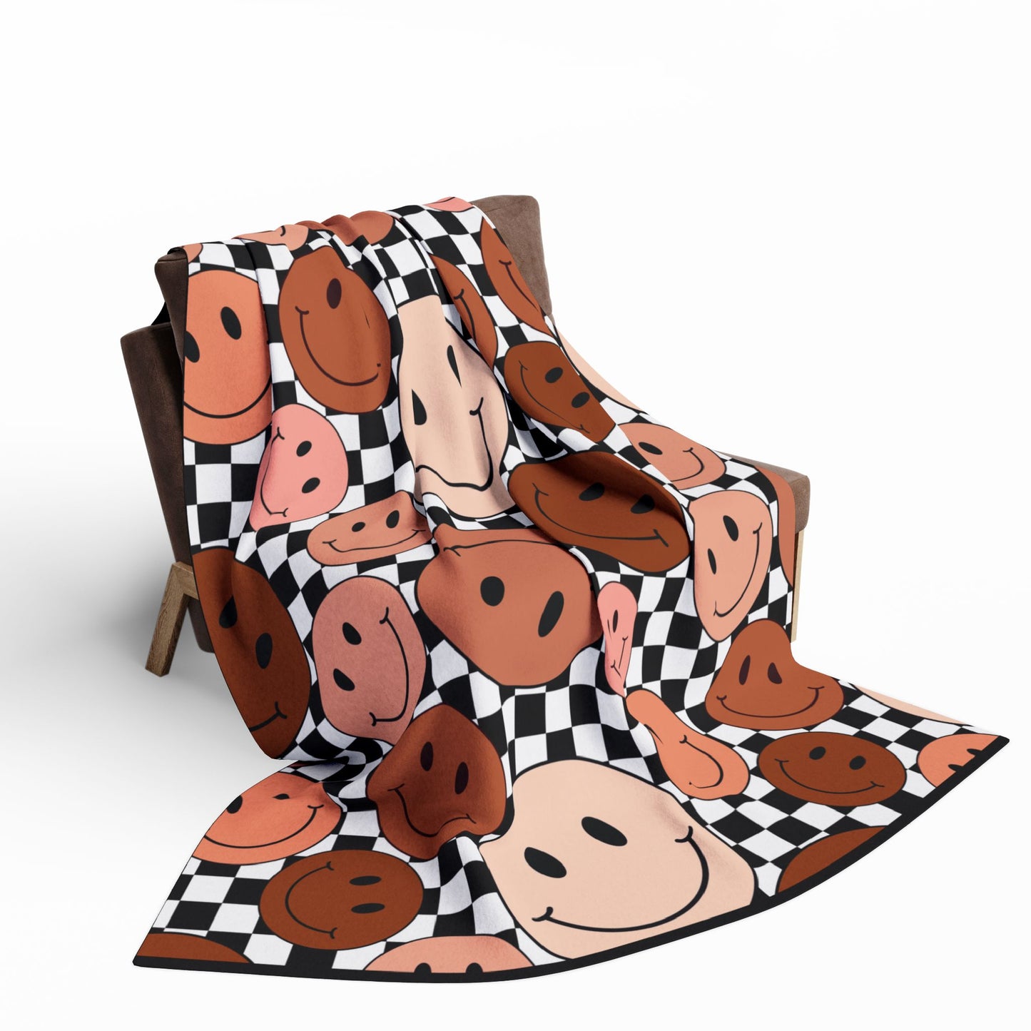 Checkered Smiley Faces Throw
