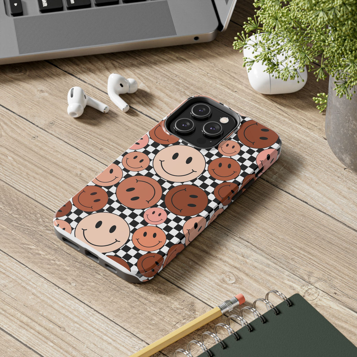 Checkered smiley Phone Cases
