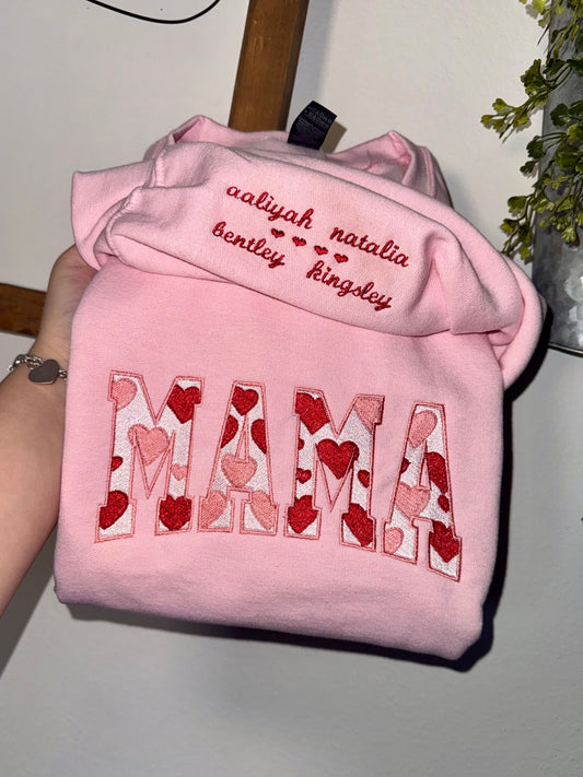 Mama V-day Embroidered Crewneck