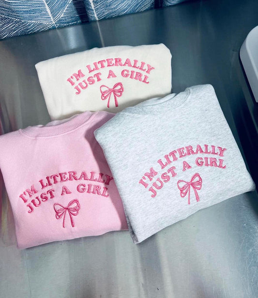 Just a Girl Embroidered Crewneck